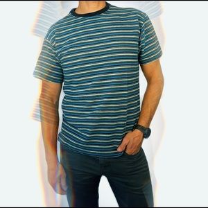 Mens Vintage Basic Editions Stripe Knit T-Shirt sz M